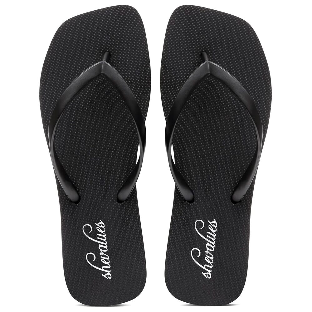 Women's Slim Square Toe Flip Flops Comfortable Summer Rubber Thong